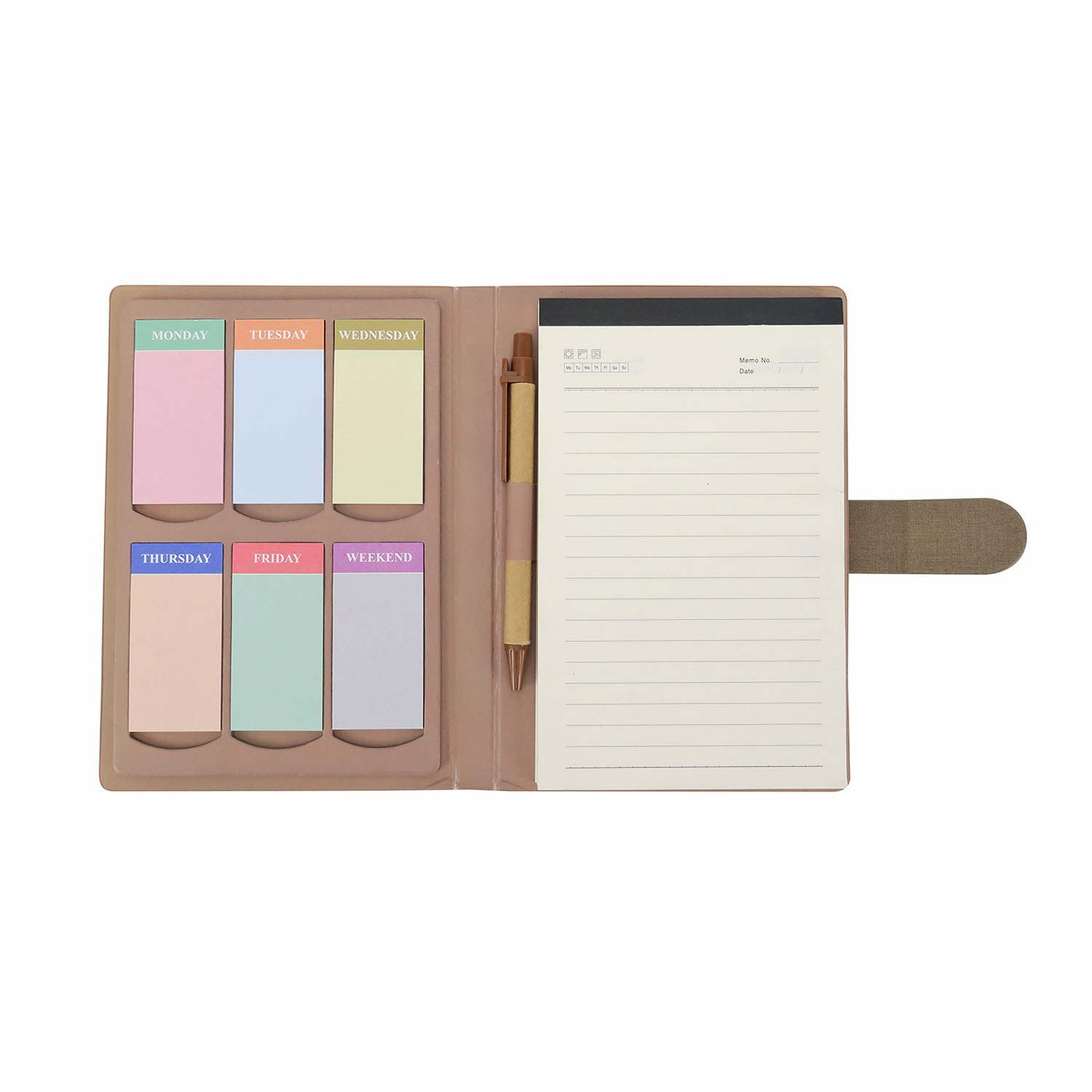 notebook with post it notes